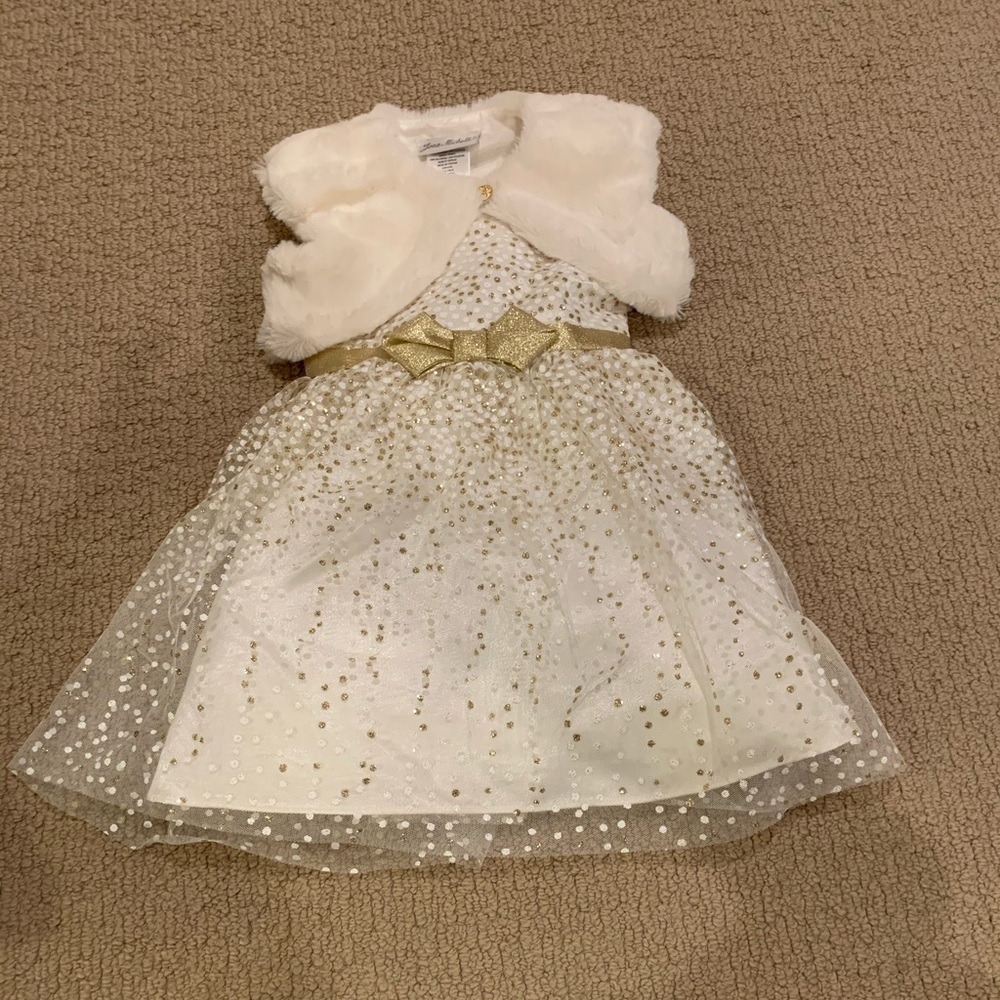 Girls dress with additional faux fur layer, 2T
